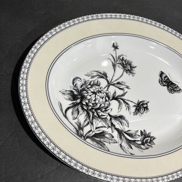 Charter Club Tuilleries Tan 14" Serving Platter Dish Tray Flower Butterfly - Picture 4 of 13
